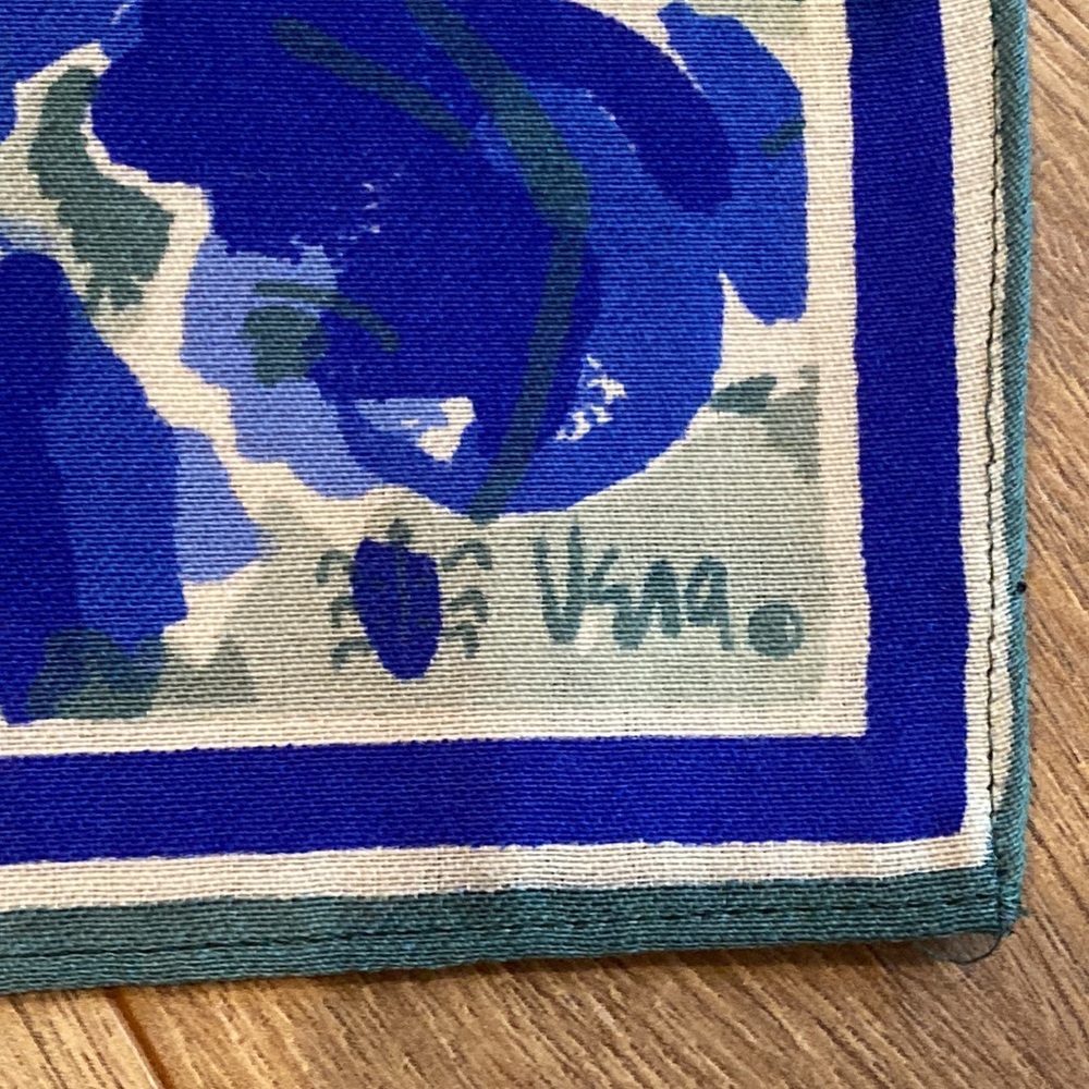 Vintage Scarves by Vera Vera Neumann Scarf with blue floral print & green leaves - Picture 4 of 14